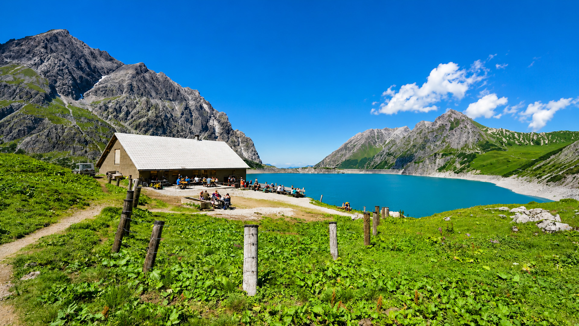 Lünersee Austria shines with turquoise alpine lake beauty (4K)