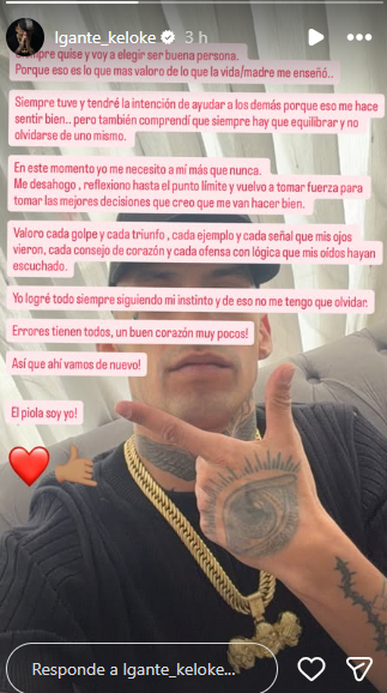 El llamativo descargo de L-Gante que preocupó a todos: "Me necesito a mí más que nunca"