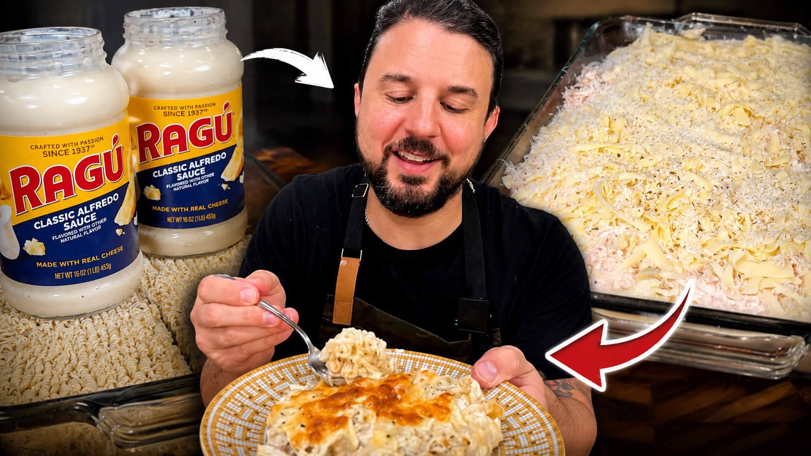 Ramen chicken alfredo bake should not work this well