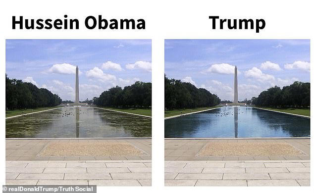 Trump gives sneak peek of new Reflecting Pool offering stunning views ...
