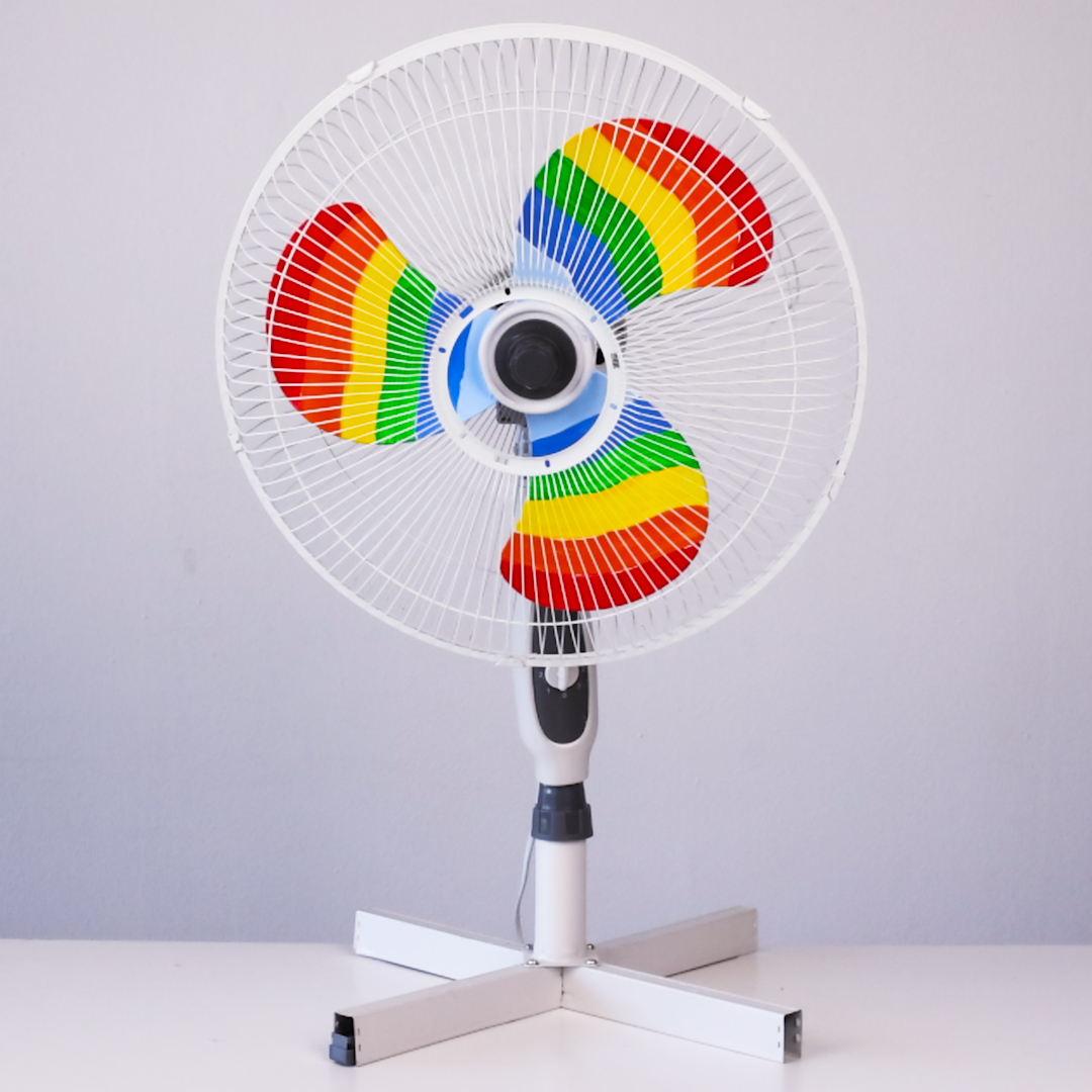 Painting my fan in rainbow colors🌈
