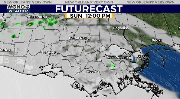 Breezy & cloudy with the chance for few isolated Sunday thunderstorms