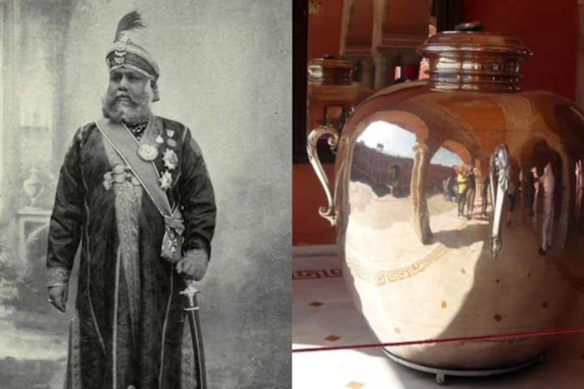 This maharaja carried gigantic silver urns filled with Ganga water to ...
