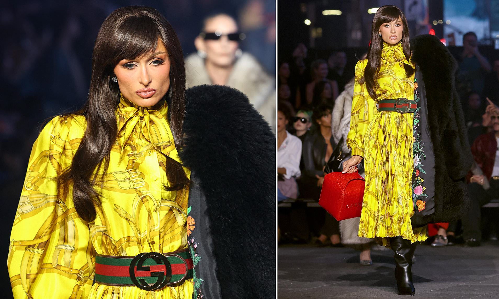Paris Hilton looks unrecognizable as she storms the Gucci runway in a ...