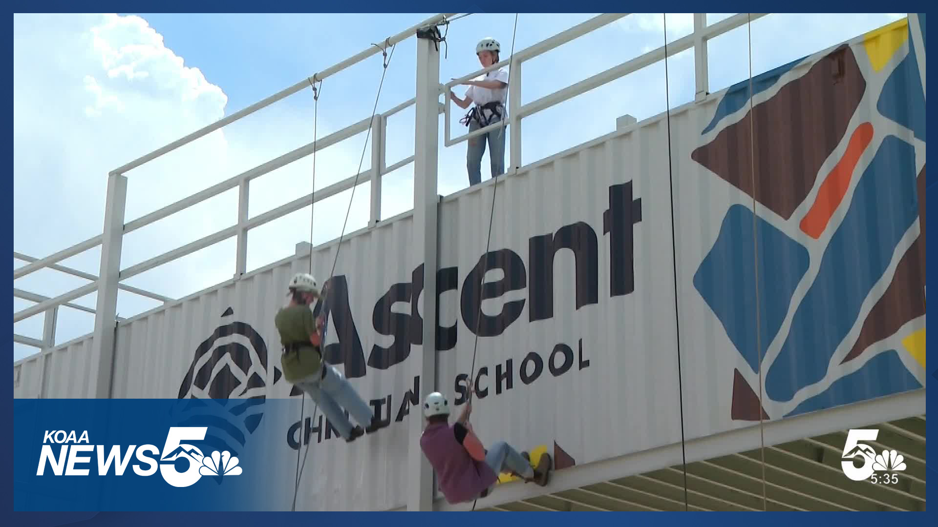 Ascent Christian School unveils 30-foot rappel tower made from shipping ...