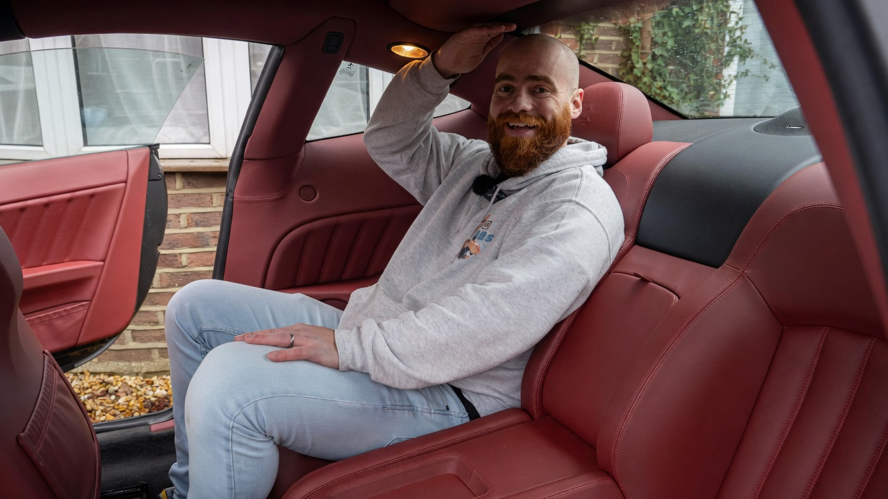 Testing if two adults can survive the Ferrari 612 rear seats