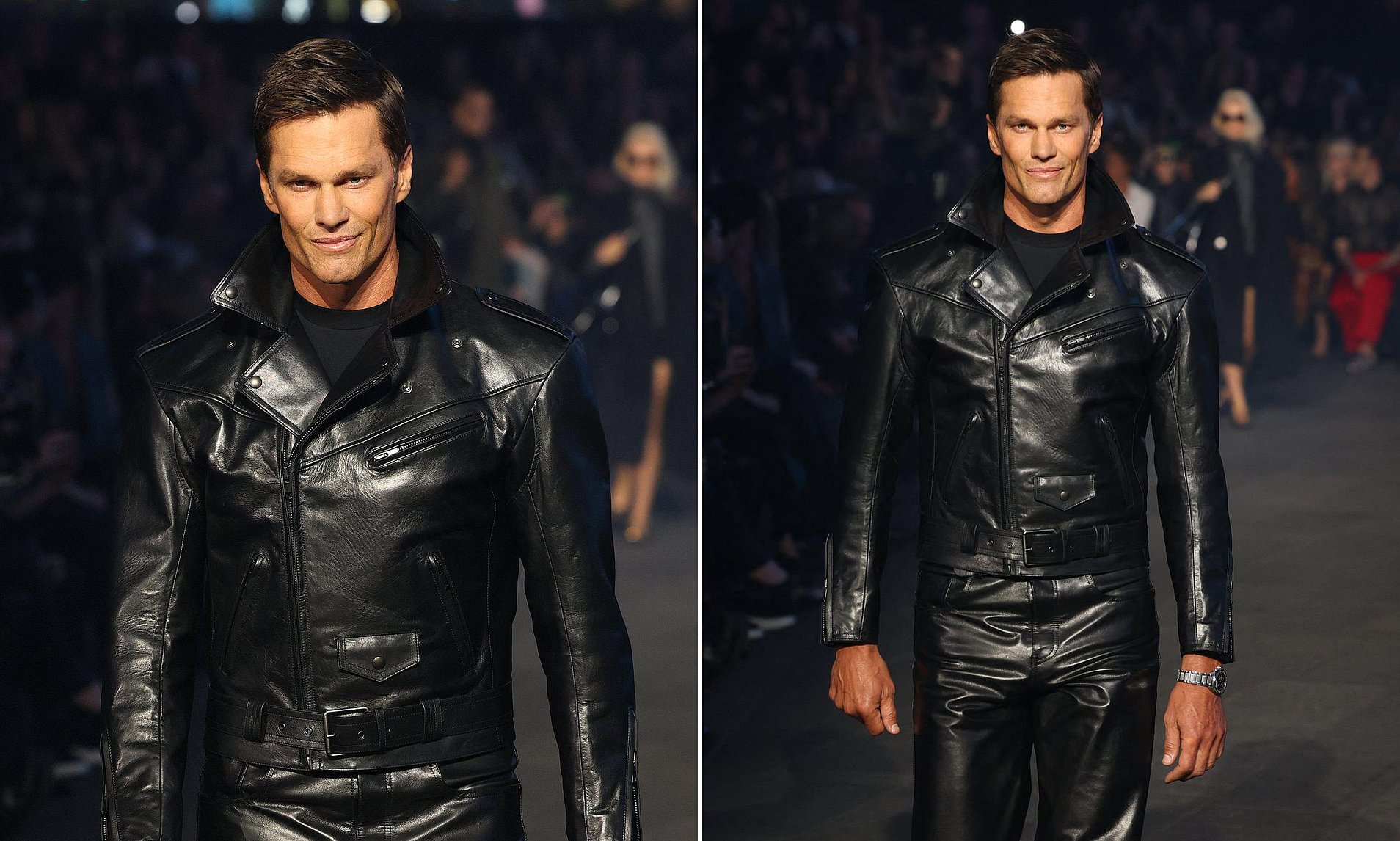 Tom Brady looks every inch the chiseled model at Gucci fashion show