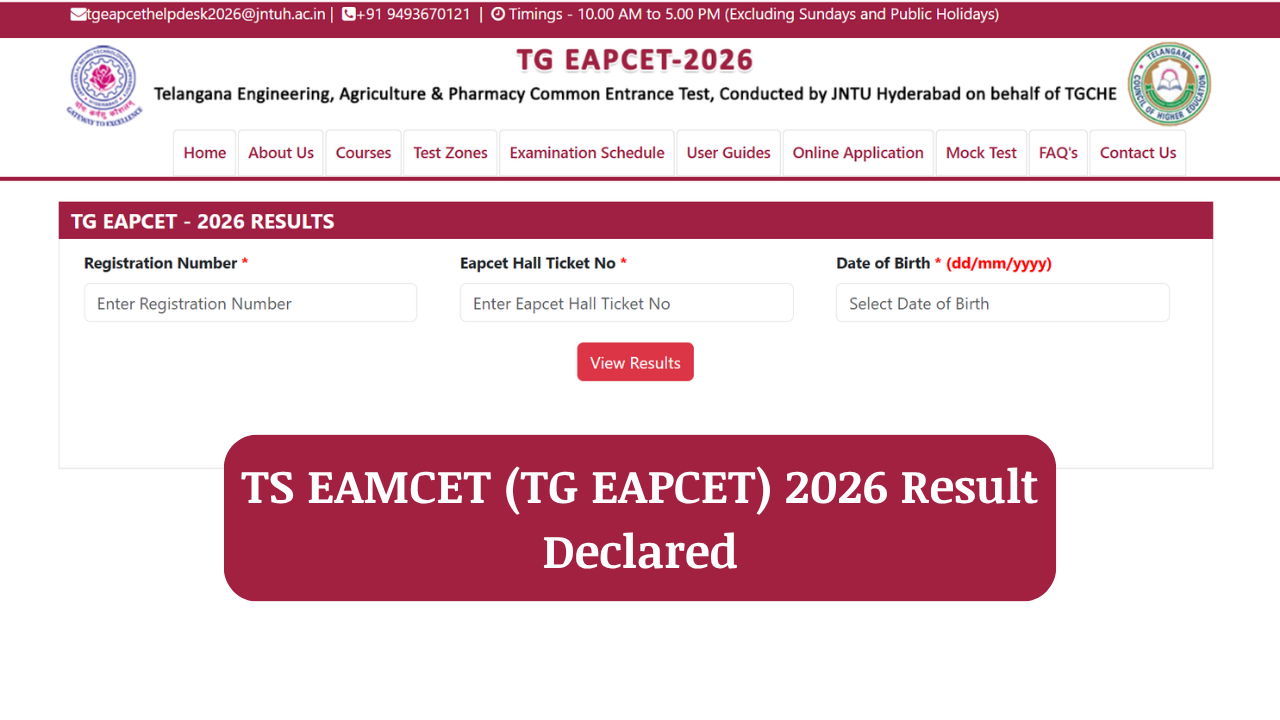 TS EAMCET results 2026 declared; direct link to download TG EAPCET ...
