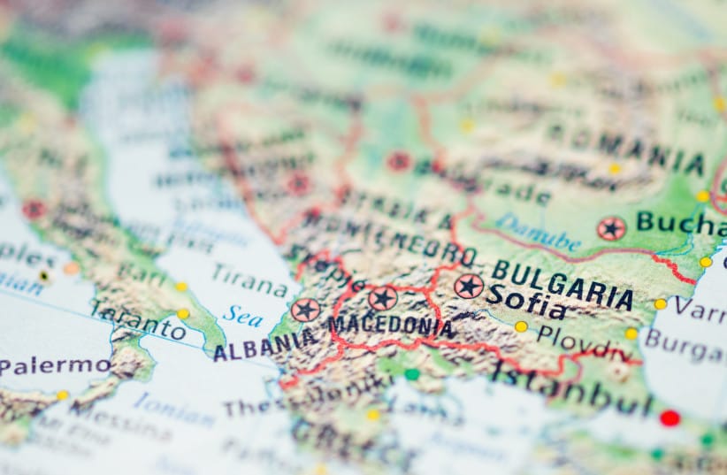 An illustrative map of the Balkans, including Bulgaria. (credit: SHUTTERSTOCK)