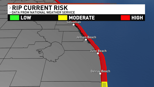 Scattered storms return today as rip current risk expands along South ...