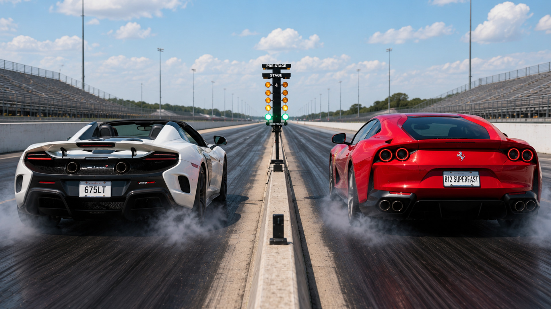 850HP Ferrari 812 Superfast vs McLaren 675LT Spider drag race
