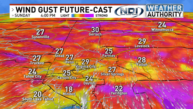 Wind gusts up to 40 mph possible as cold front hits Reno-Tahoe Sunday