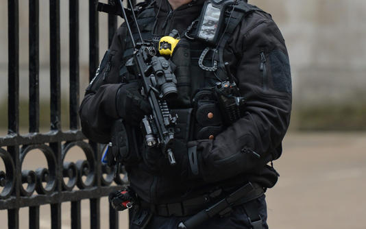 File image of an armed Met police officer