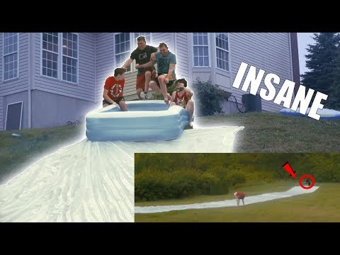 Thrill-seekers construct and test an unbelievable homemade slip 'n slide