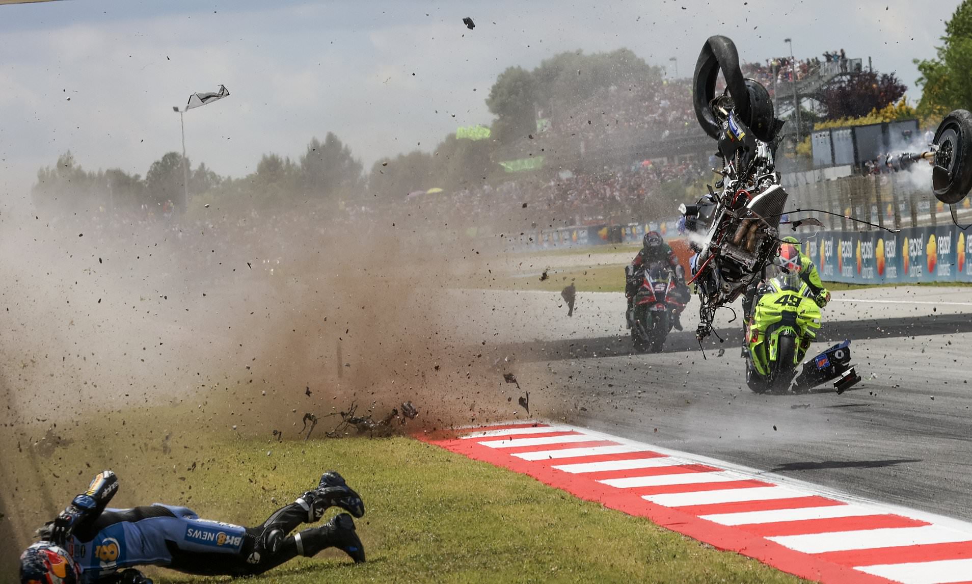 Spanish Moto GP rider is taken to hospital after brutal crash that sees ...