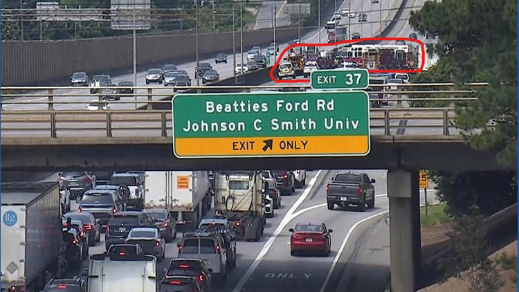 I-85 South lanes blocked due to pin-in crash
