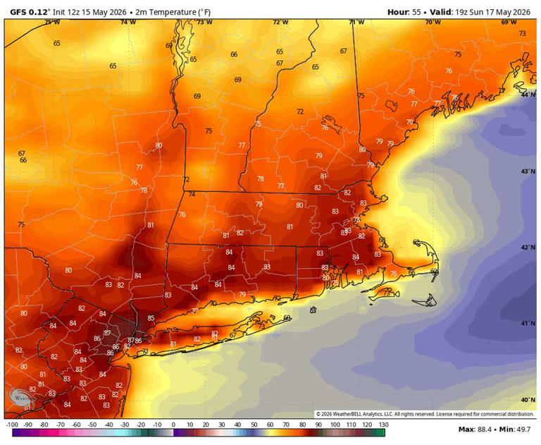 A summerlike Sunday in Connecticut with highs in the 80s. The coming ...