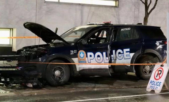 An SPVM car was set on fire after the Canadiens’ loss