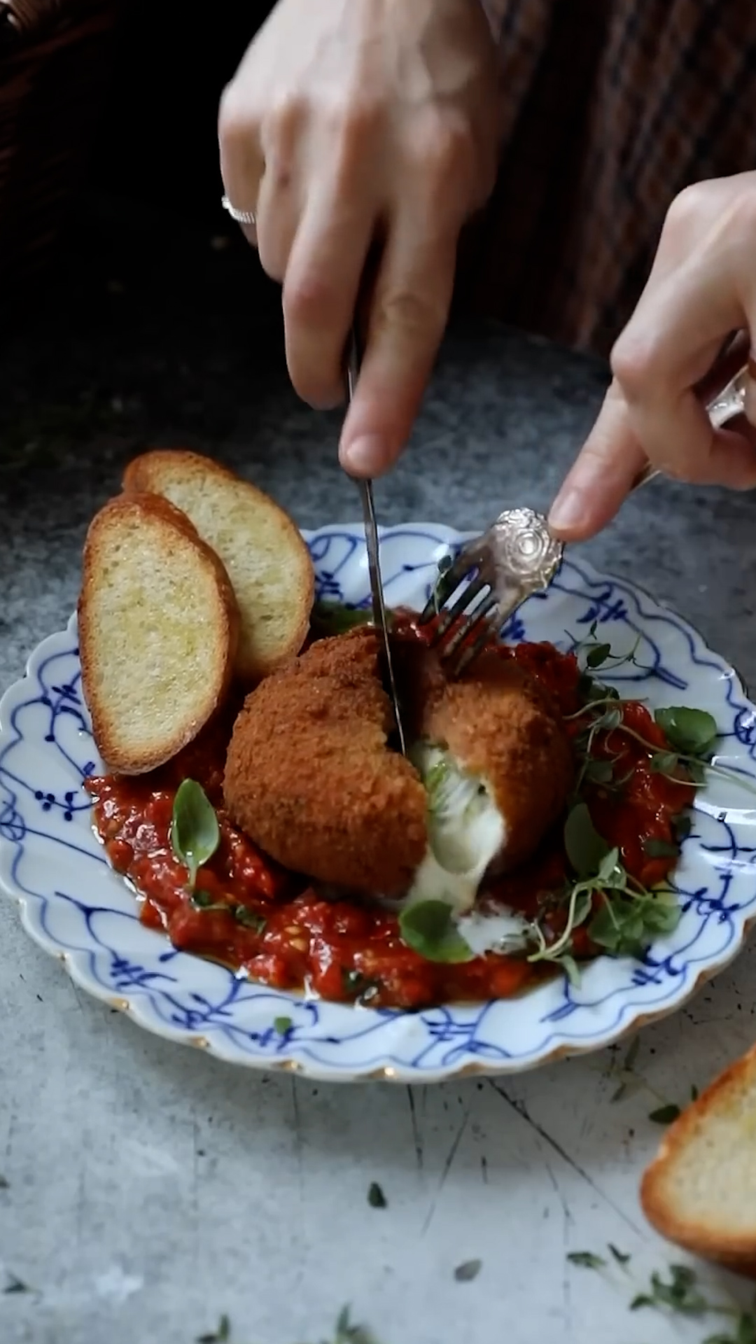 Golden fried burrata with crispy coating