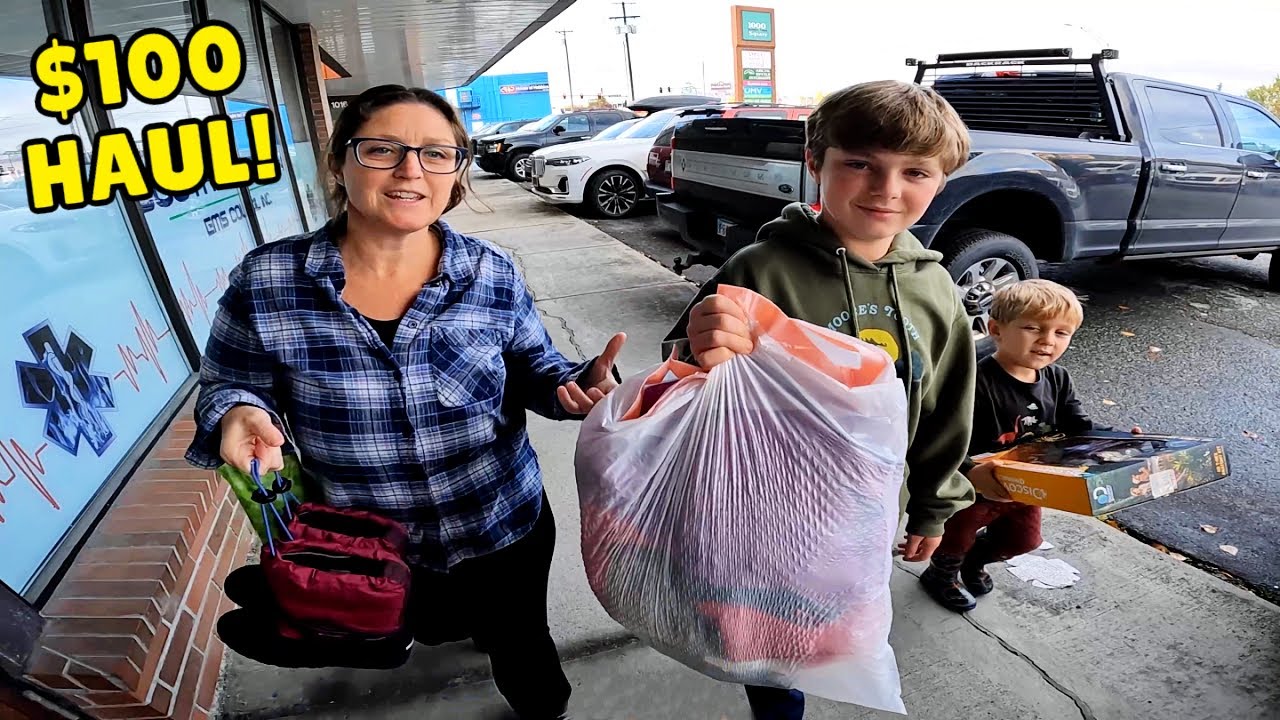 Buying $100 of used winter clothes in Alaska | Costco haul & first snow!