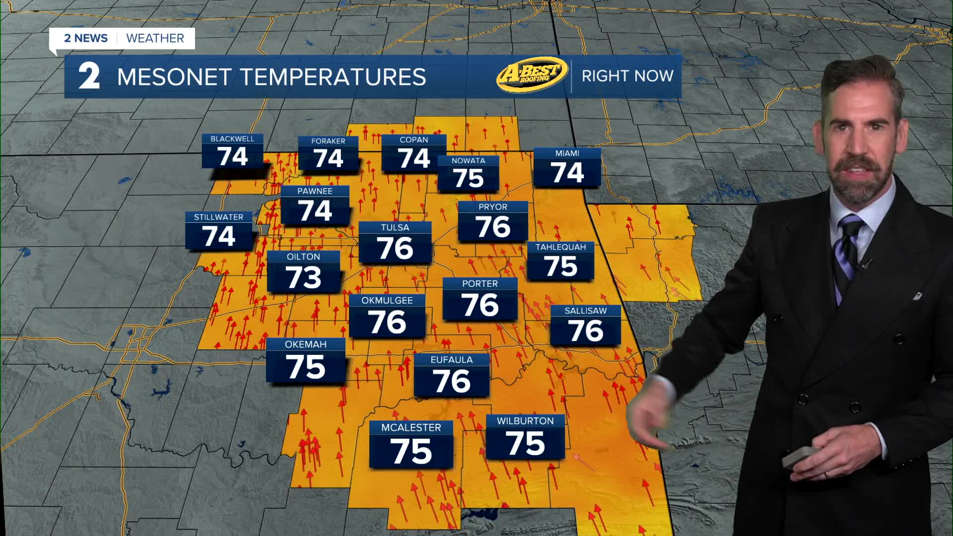 Muggy, windy & warm with a chance for showers & t-storms