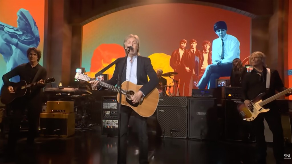 McCartney (seen performing above) sang a song from his upcoming album. SNL