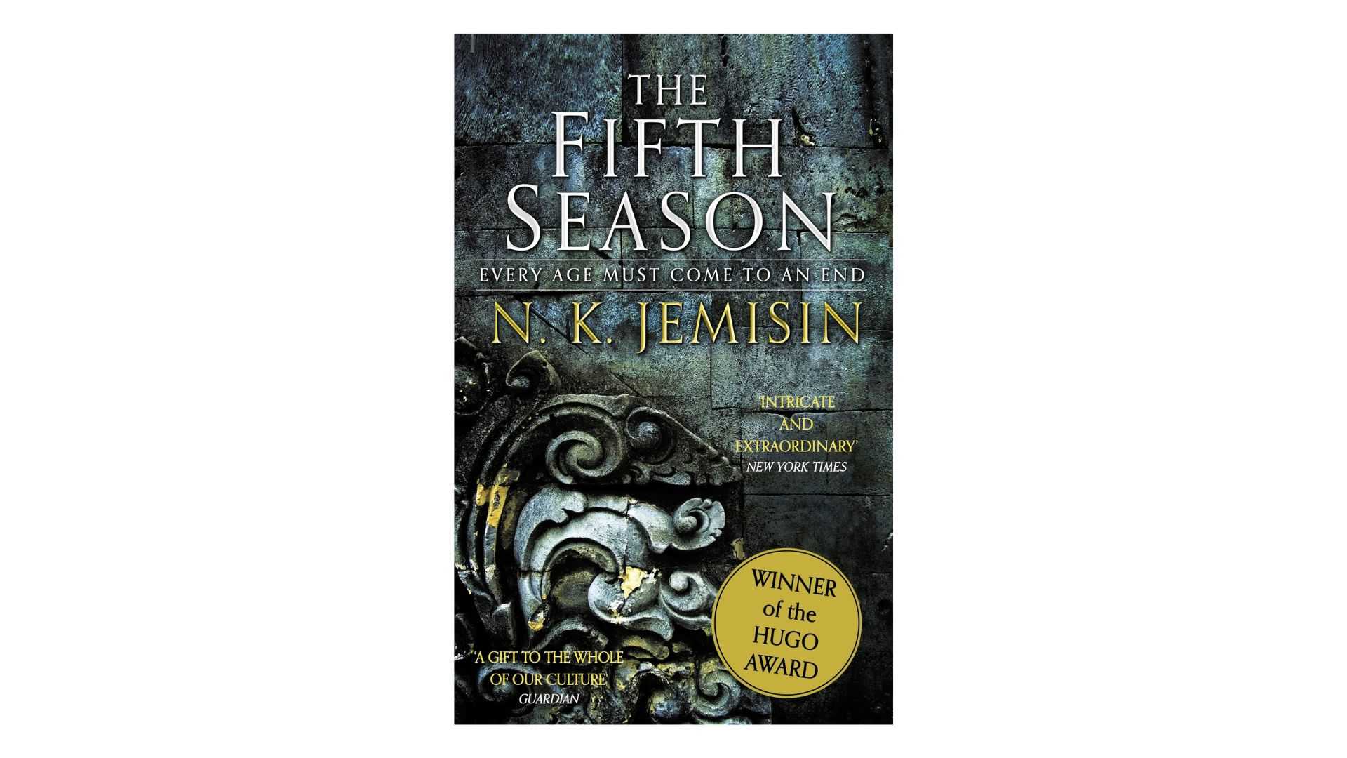 The Fifth Season by NK. Jemisin book cover on a white background