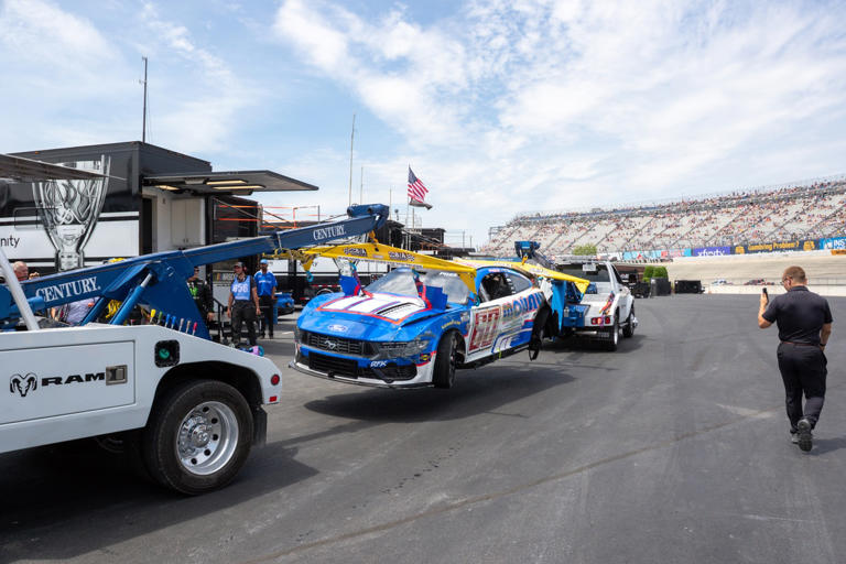 Ryan Preece in flames after huge crash at the start of NASCAR All-Star Race