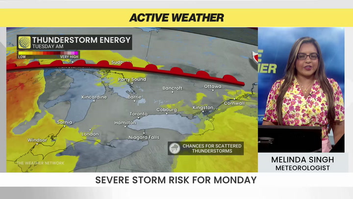 Severe storm threat builds in Ontario on Monday