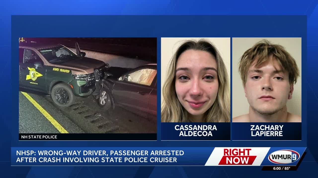 NHSP: Wrong-way driver, passenger arrested after crash involving cruiser