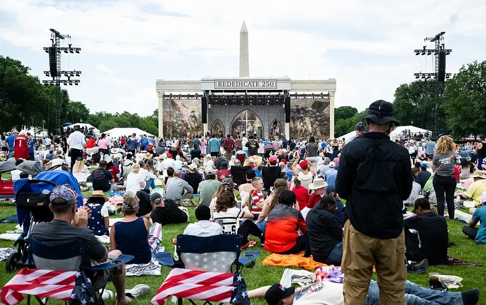 Trump's faith rally draws thousands and protest backlash in DC