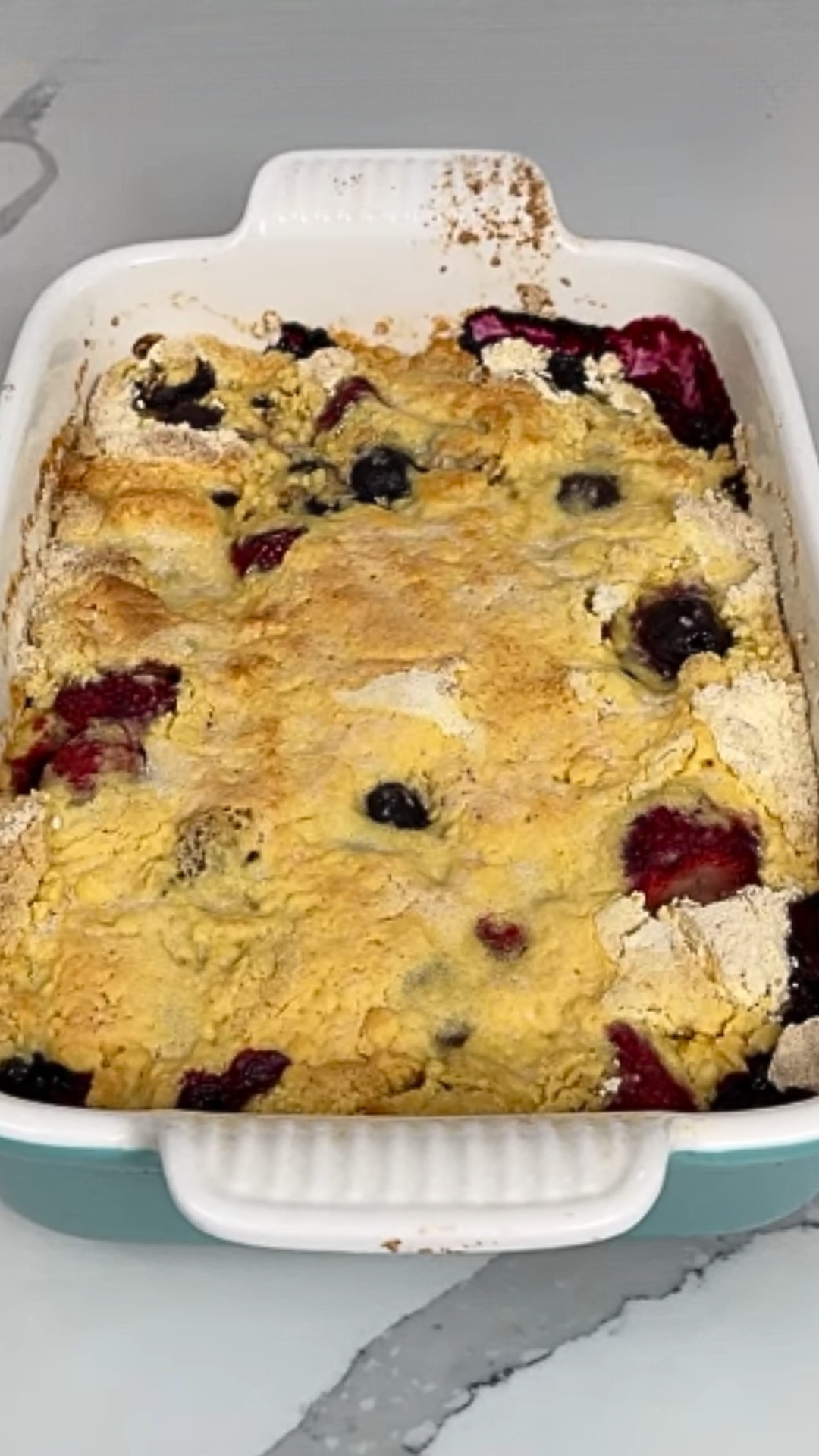Mixed berry dump cake dessert