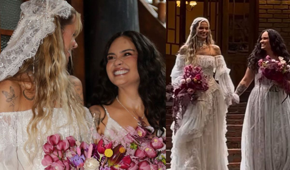 Vestidas de noivas, Marcela Mc Gowan e Luiza Martins entram juntas em ...