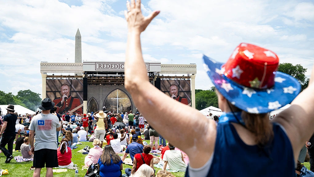 Trump's faith rally draws thousands and protest backlash in DC