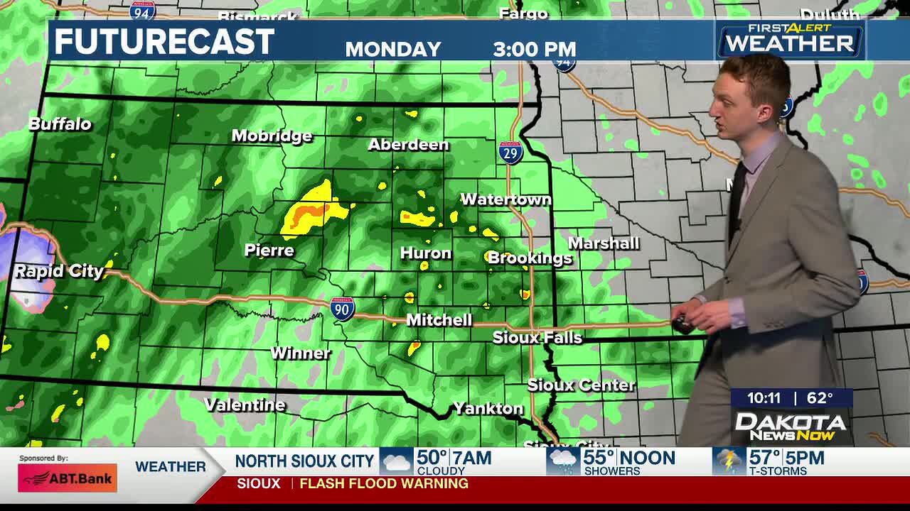 Much cooler with lingering showers and thunderstorms today