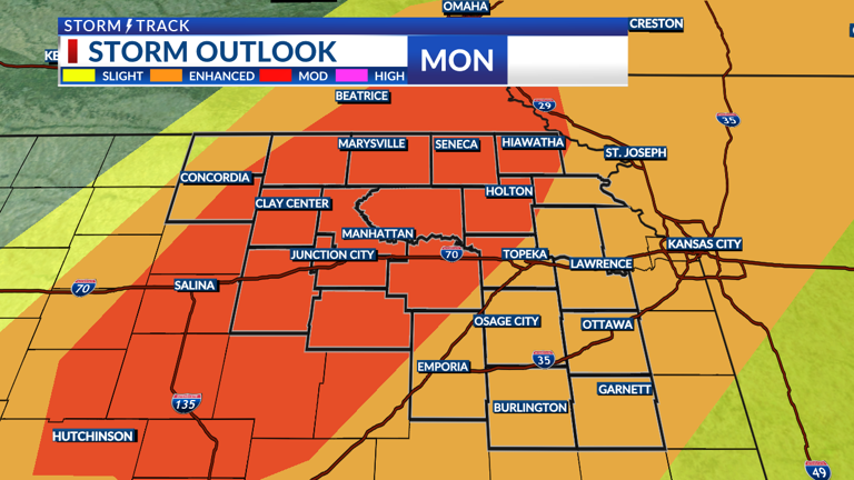 Increasing severe weather risk tonight and more so on Monday