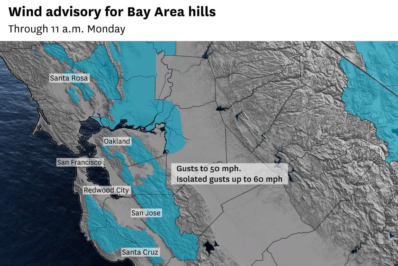 Bay Area wind advisory begins Sunday night as gusts raise fire concerns