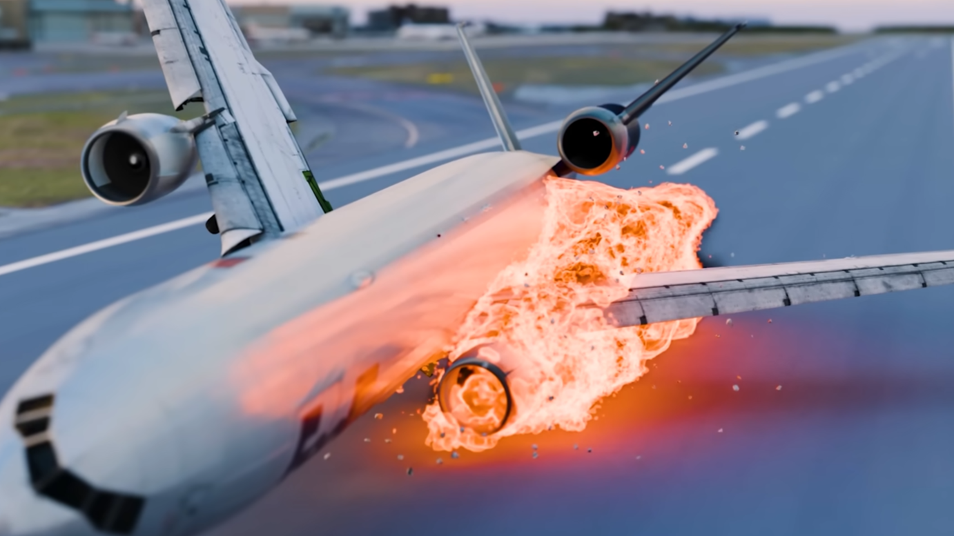 This 280 ton cargo jet flipped upside down and burst into flames on impact