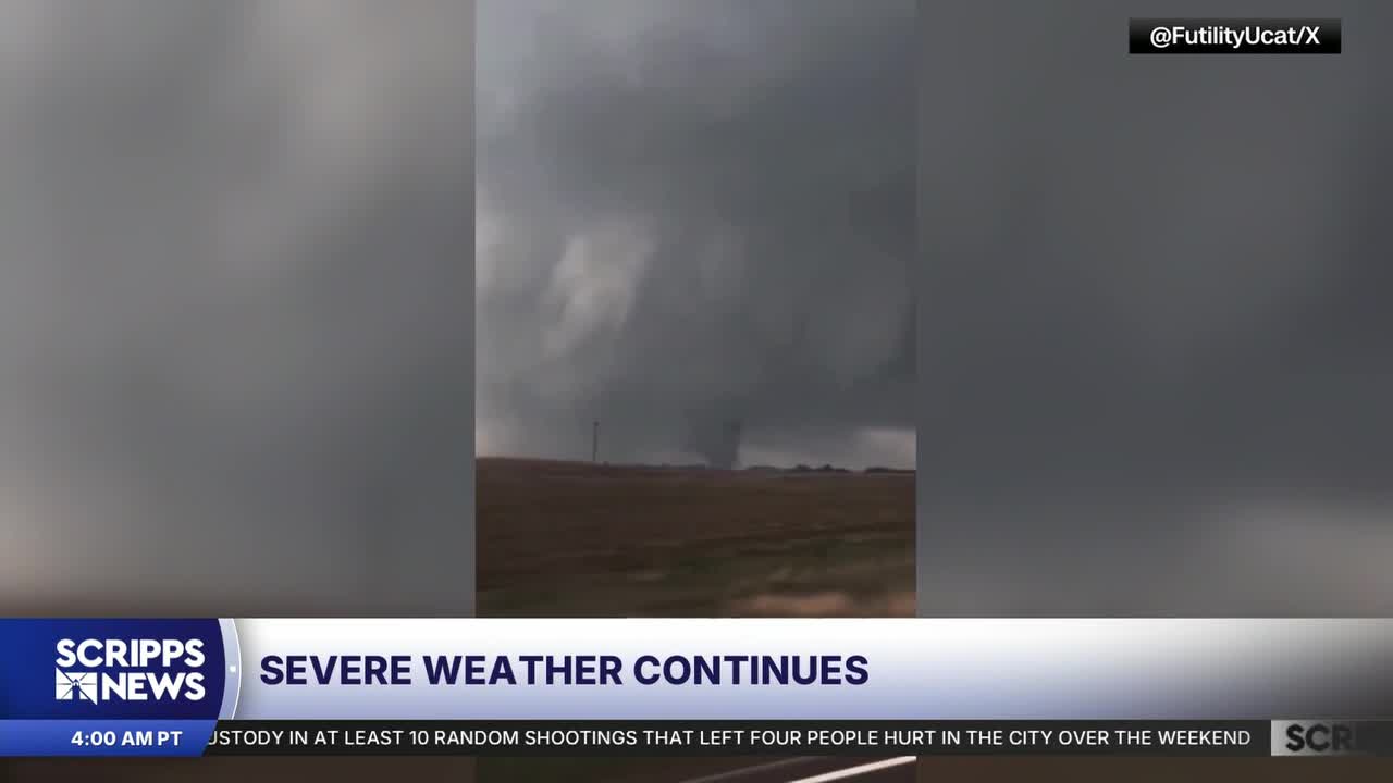 Severe storms with intense tornadoes possible in central US through Monday