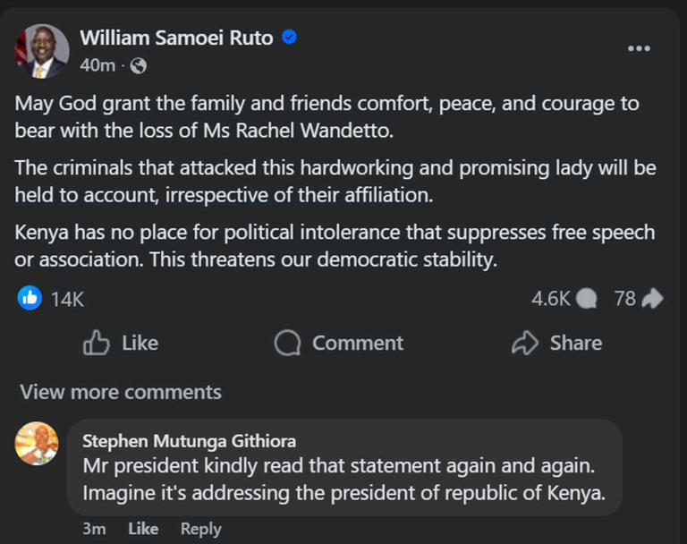 Rachel Wandeto: William Ruto painfully mourns gospel singer fatally ...