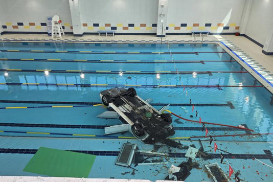 It plummeted about 16ft (5m) into the water