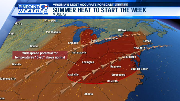 Pinpoint weather: Building heat to start the week