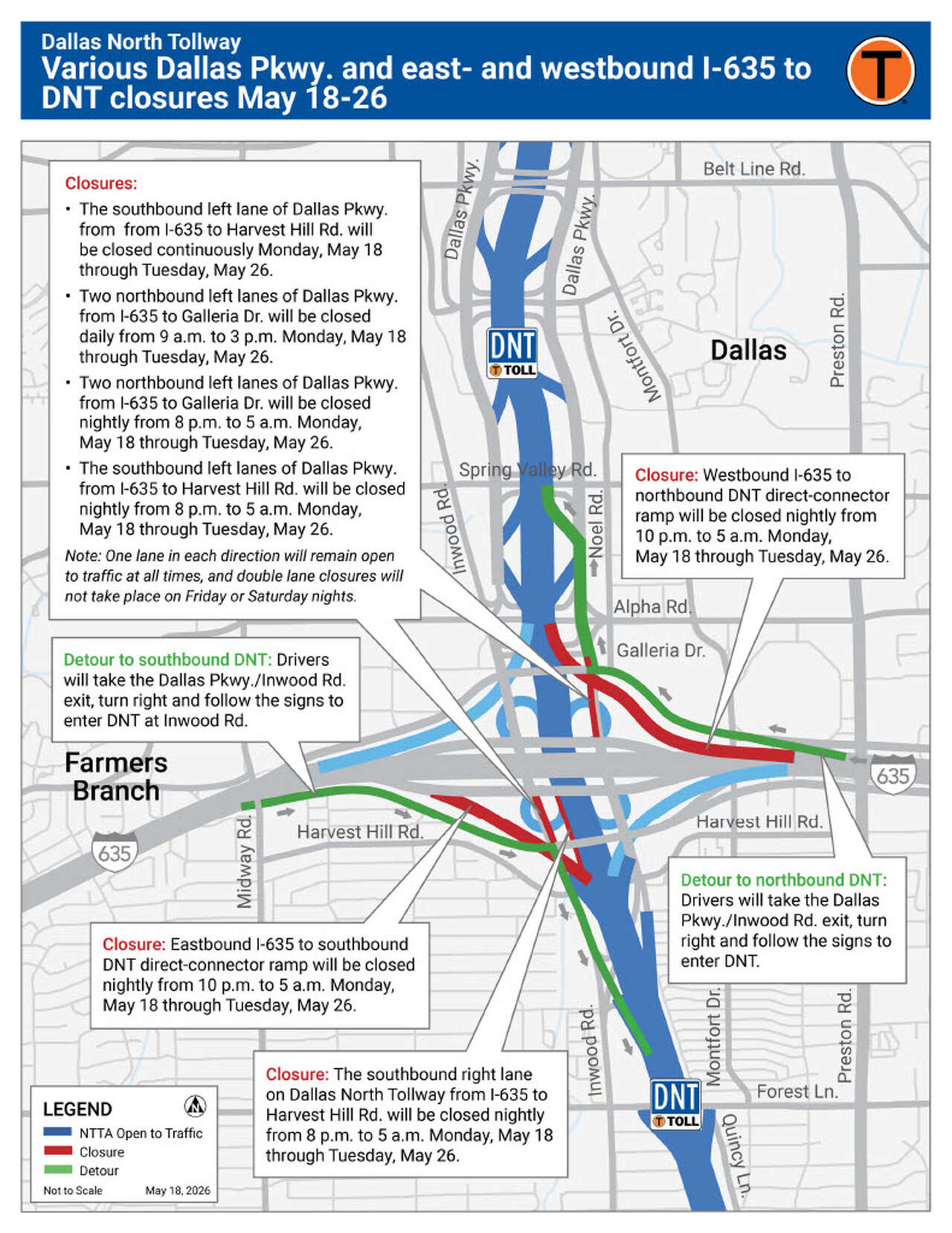 Here's what to know about weeklong closures on Dallas North Tollway for ...