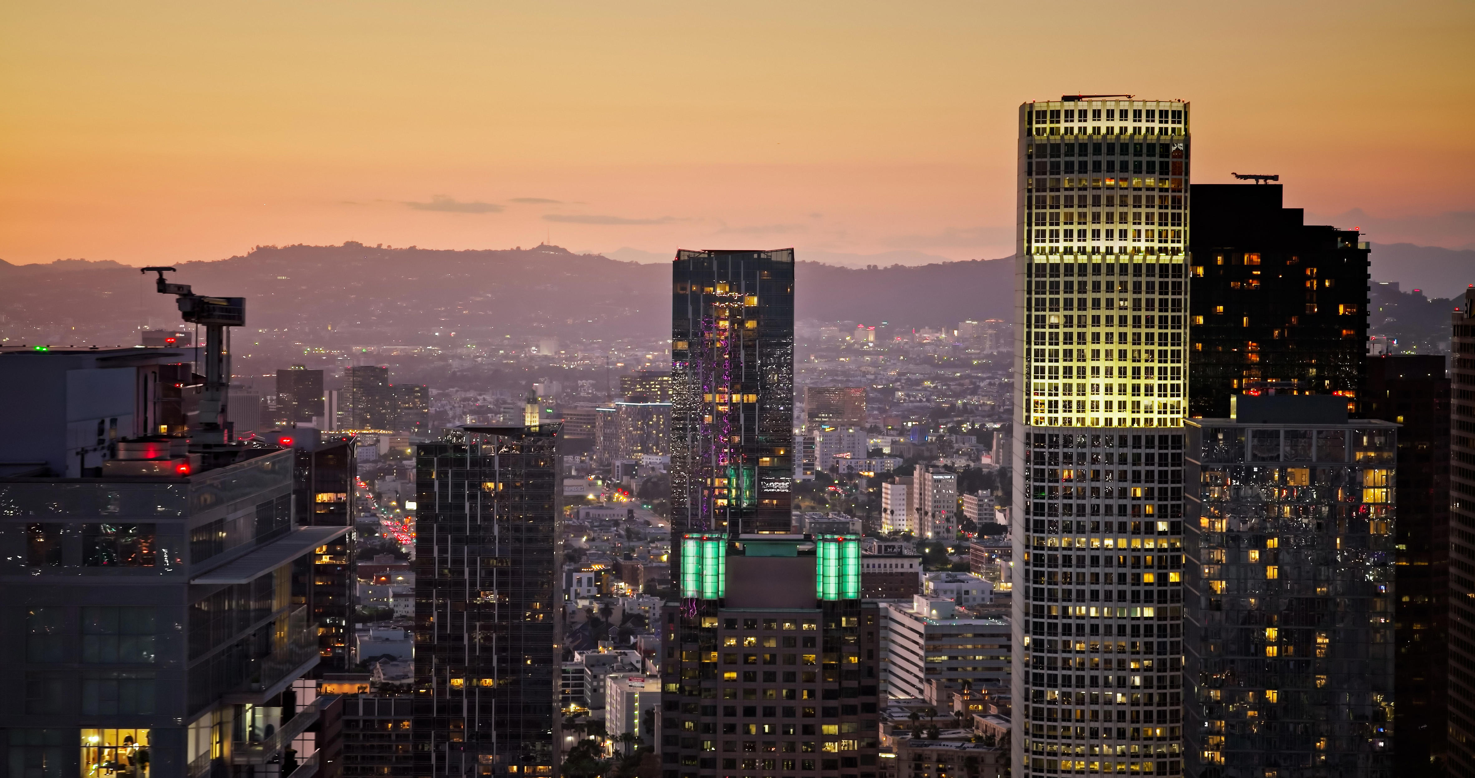 Los Angeles skyline at dusk