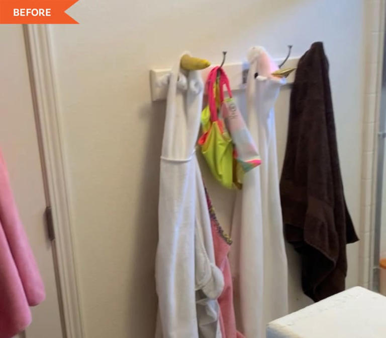 A DIY tile accent wall made this old bathroom feel custom