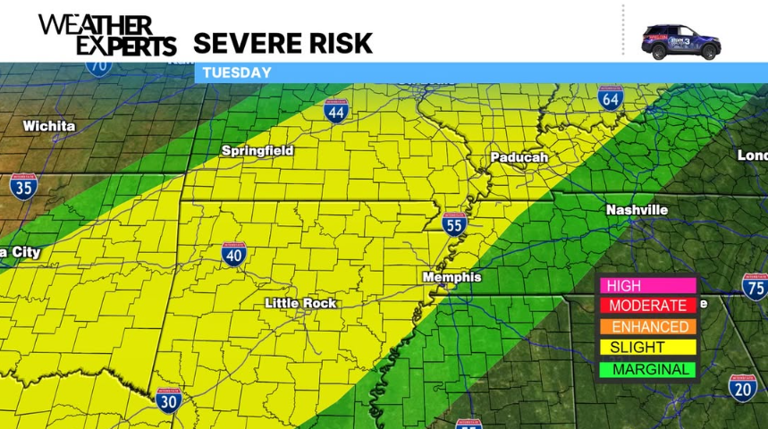 Heavy rain and storms possible Tuesday