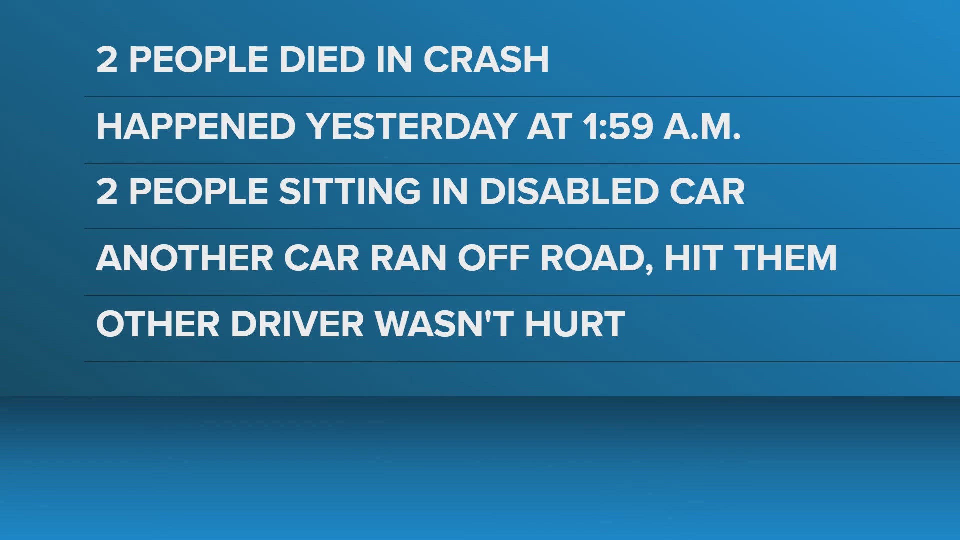 Two dead after crash involving disabled vehicle in Winston-Salem