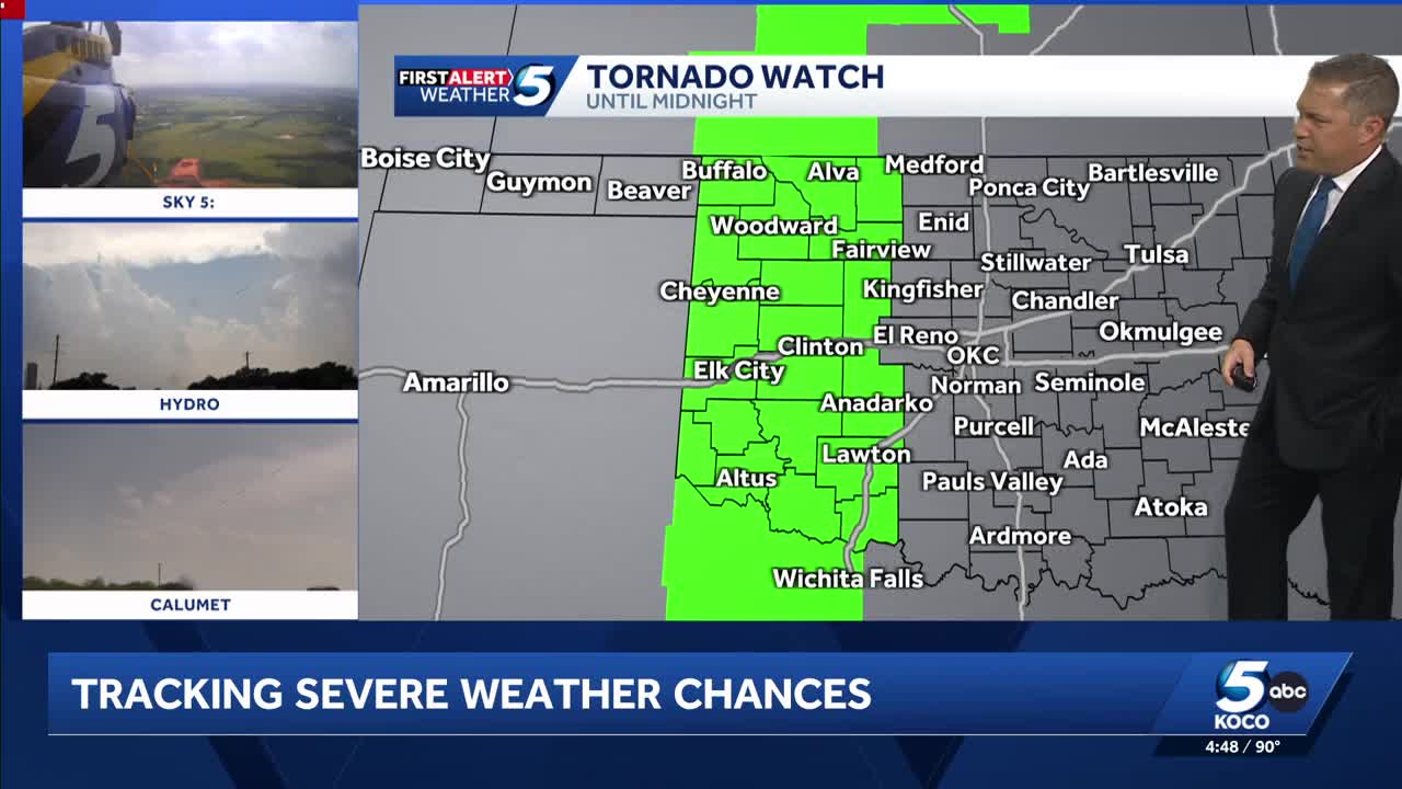 Tornado watch issued ahead of waves of severe storms Monday in Oklahoma