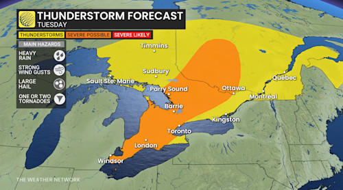 Summer-like heat in Ontario fuels new threat for severe storms on Tuesday