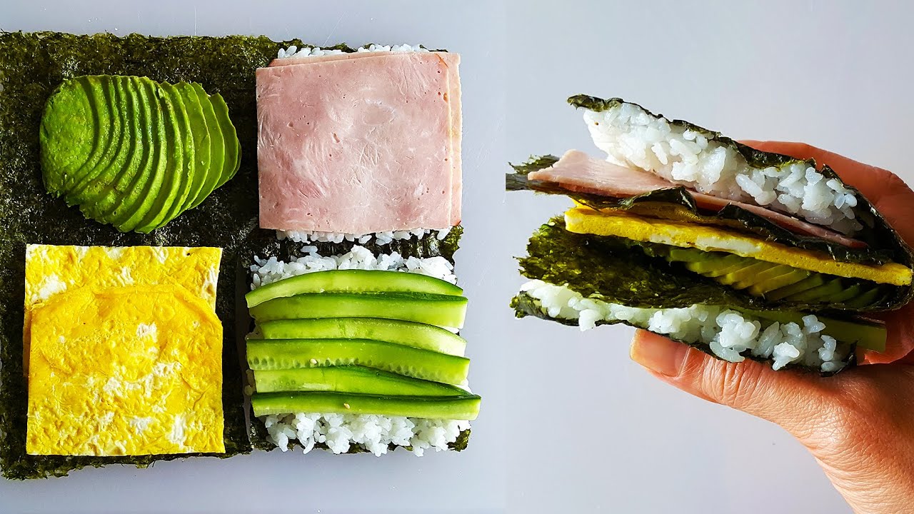 Easy breakfast rice wrap: savory seaweed sandwich recipe!